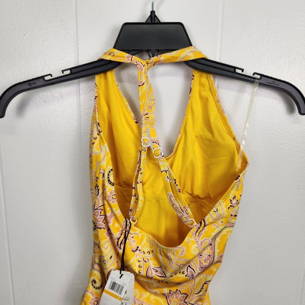 Sanctuary‎ Swim Mango Paisley One Piece Swimsuit Size S Halter Backless NWT - Picture 2 of 6